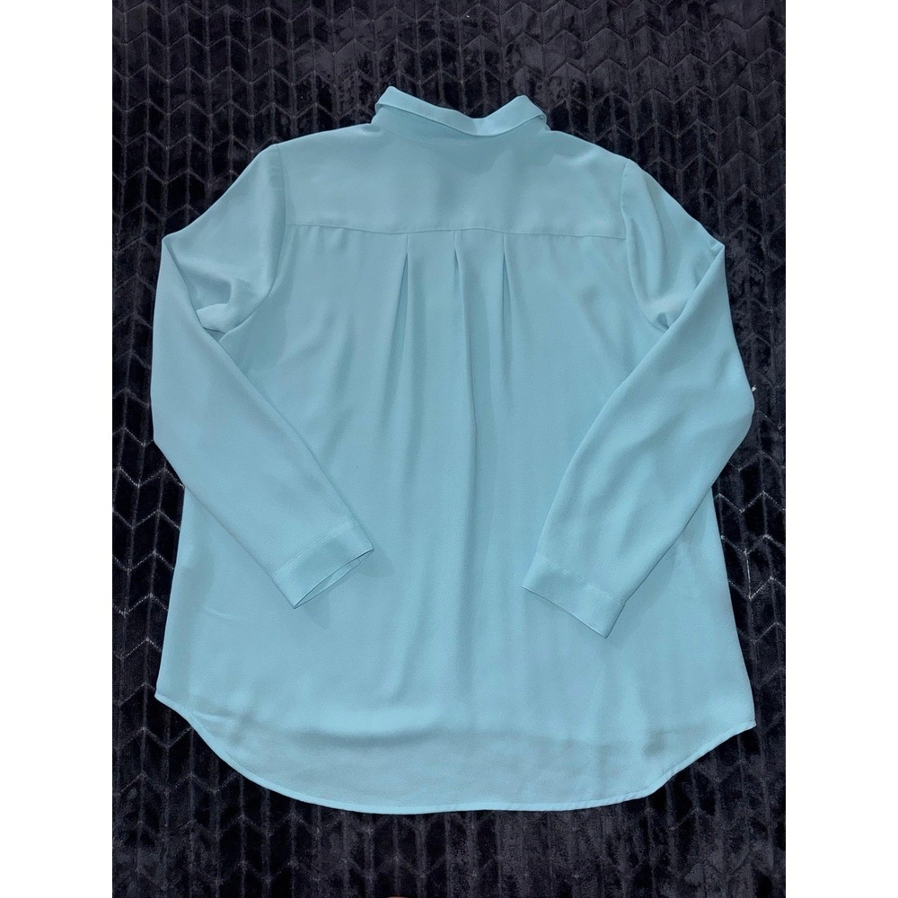 J. Jill Shirt Women Blue Button Up Collared Long Sleeve Casual Solid Size Medium - Picture 4 of 7
